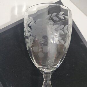 2 Glastonbury Lotus 66-1 Gray Cut Crystal Floral Tall Water Goblet’s